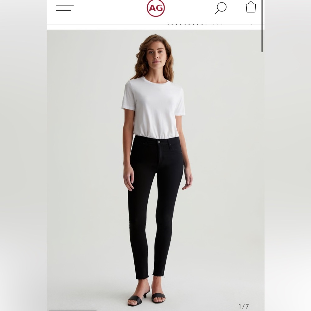 AG Adriano Goldschmied The Farrah High Rise Raw Hem Ankle Skinny - 27R - Black